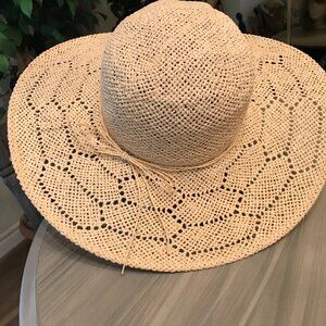 Ladies Wide Brim Straw Woven Hat One Size